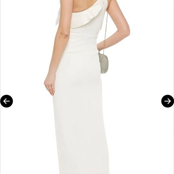 NWT Halston Heritage Leda One Shoulder Draped Satin Crepe Gown - Picture 7 of 16